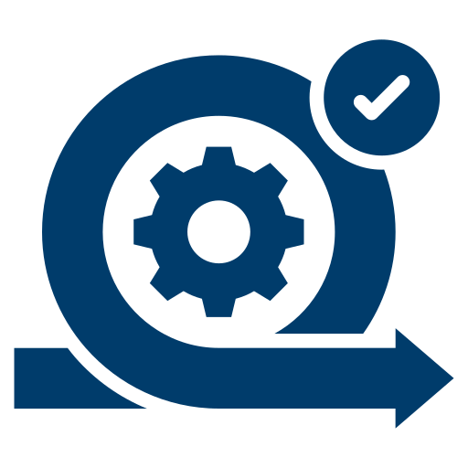 Agility Blue icon of a calendar with a check mark.